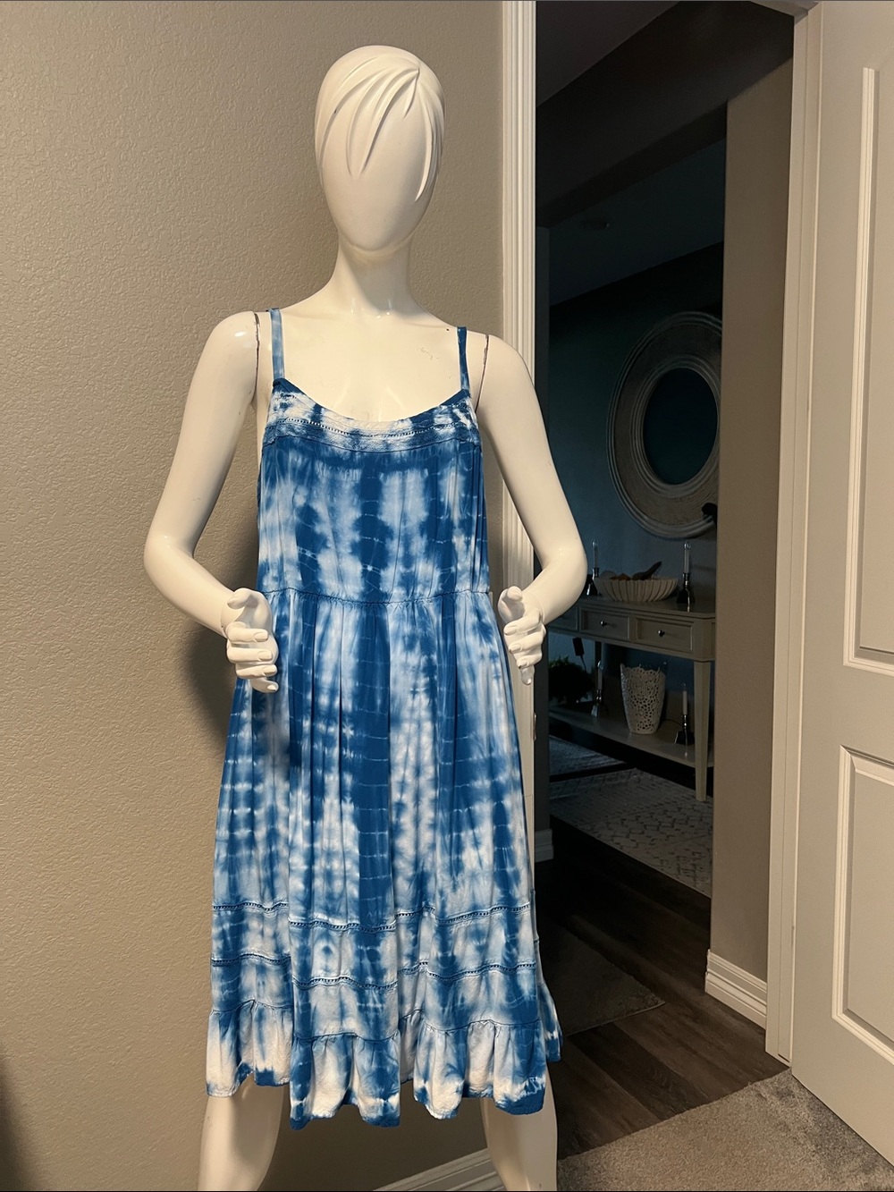 Torrid Blue Tie-Dye Spaghetti Strap Summer Dress size 4